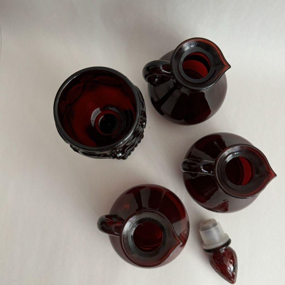 LOT Avon Cruets‎ Ruby Red Glass Shot Goblet Decanter Stopper - Picture 4 of 11